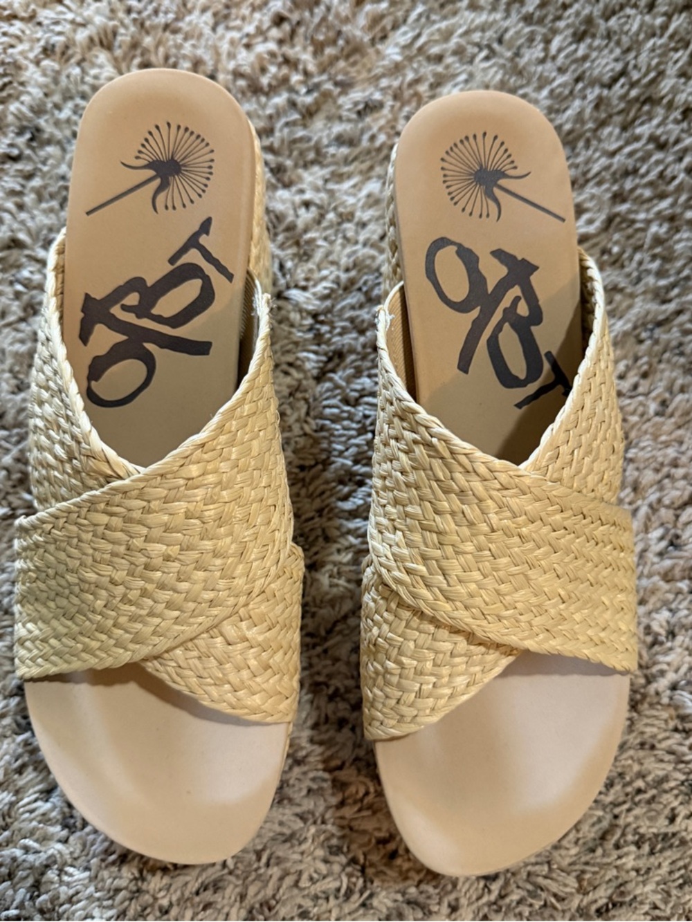 OTBT Woven Crisscross Slide Sandals in Natural